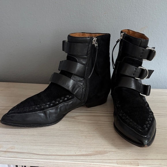 Isabel Marant Shoes - Isabel Marant Black Leather & Suede Buckle Ankle Boots